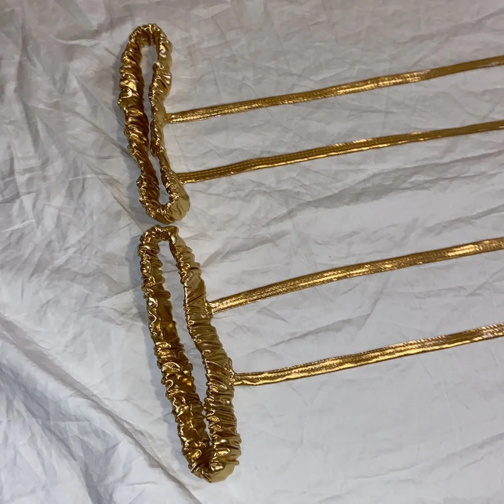 Spirit Halloween shiny gold metallic Halloween leg wraps. One size. Like new - Picture 9 of 13